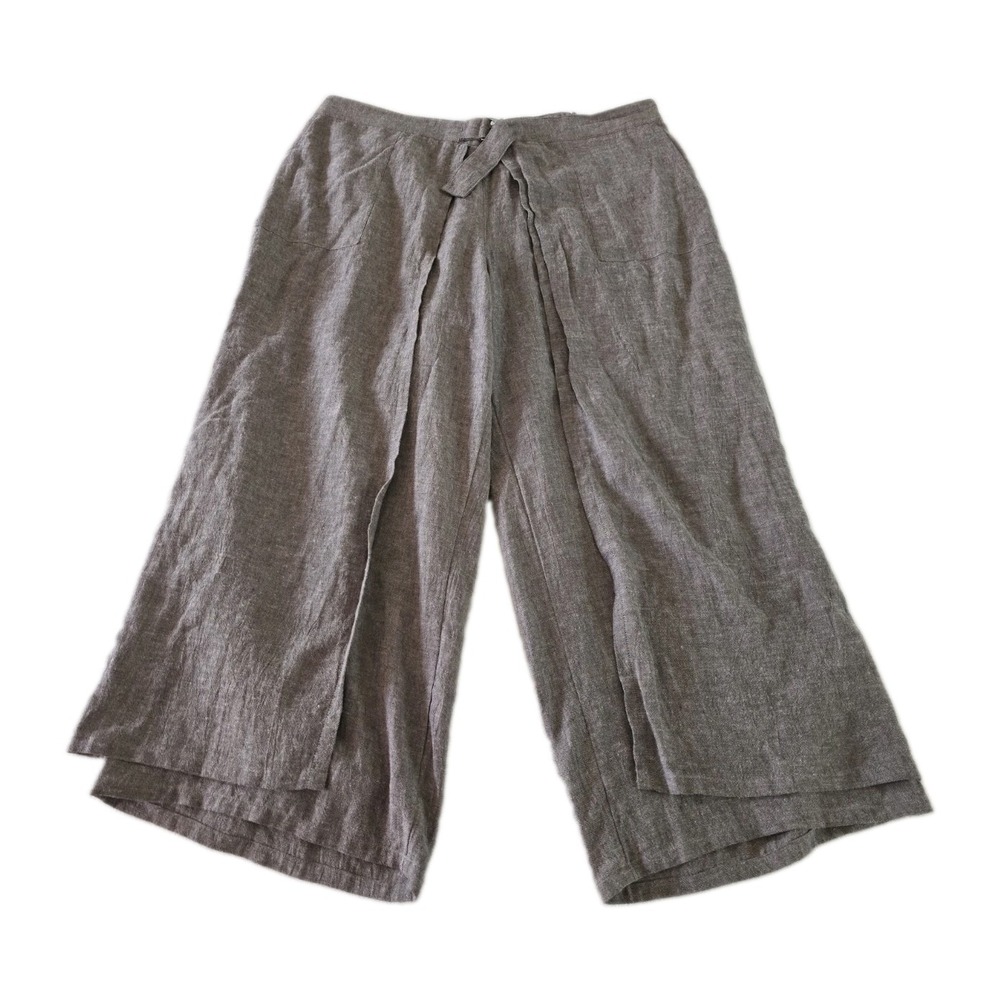 J Jill Womens Linen Blend Pants Wide Leg Size Large With Flowy Panels